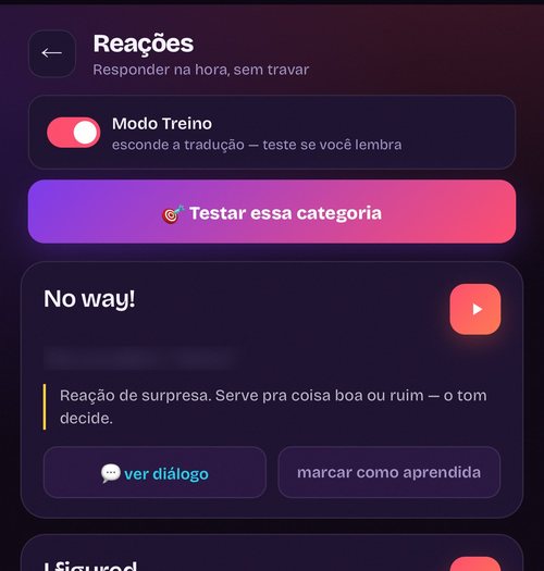 Modo Treino: esconde a tradução e testa o reflexo